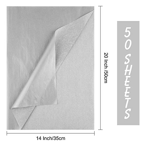 MIAHART 50 Sheets Silver Tissue Paper Bulk 20X14 Inch Metallic Gift Wrap Paper Gift Wrapping Accessory Wrap for Wedding Birthday Party Favor Decor DIY Fringes Shredded Fill Confetti (Silver) - Image 3