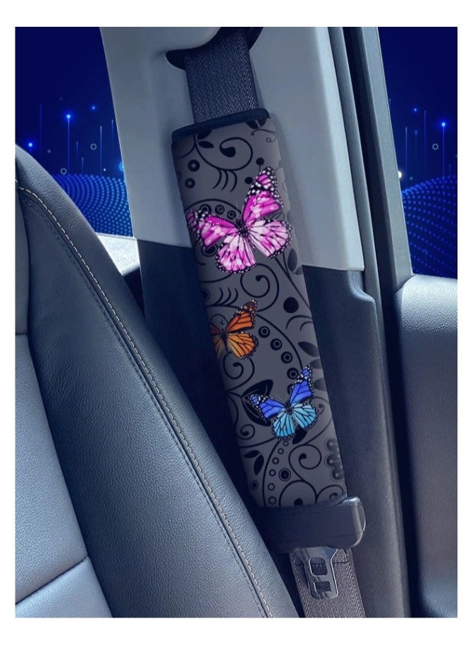 Generic Colorful butterfly print shoulder pad for car seat belt, backpack, shoulder strap - Image 1