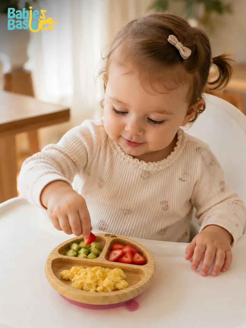 Babies Basic Babies Basic Bamboo Plate with Silicone Suction for Kids, Dusty Pink