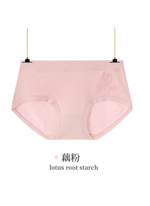 Generic - Simple Breathable Cotton Mid-waist Women Underwear Girl Style High Elastic Comfortable Breathable Underwear Tulip lotus root powder - Image 1