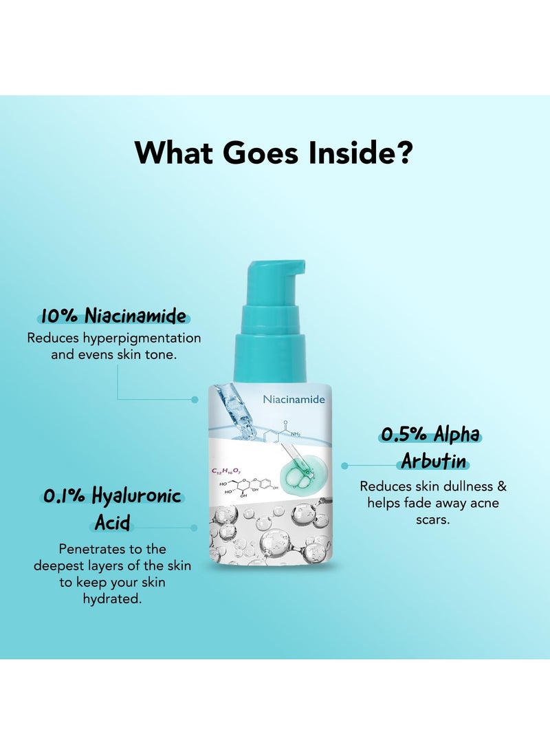 BELLAVITA Niacinamide Face Serum | 10% Niacinamide, 0.5% Alpha Arbutin & Hyaluronic Acid | Treats Pigmentation | Repairs Skin Barrier | pH Balanced | Non-Irritating | Non-Sticky | Brightening Formula | 30 ml  - Image 3