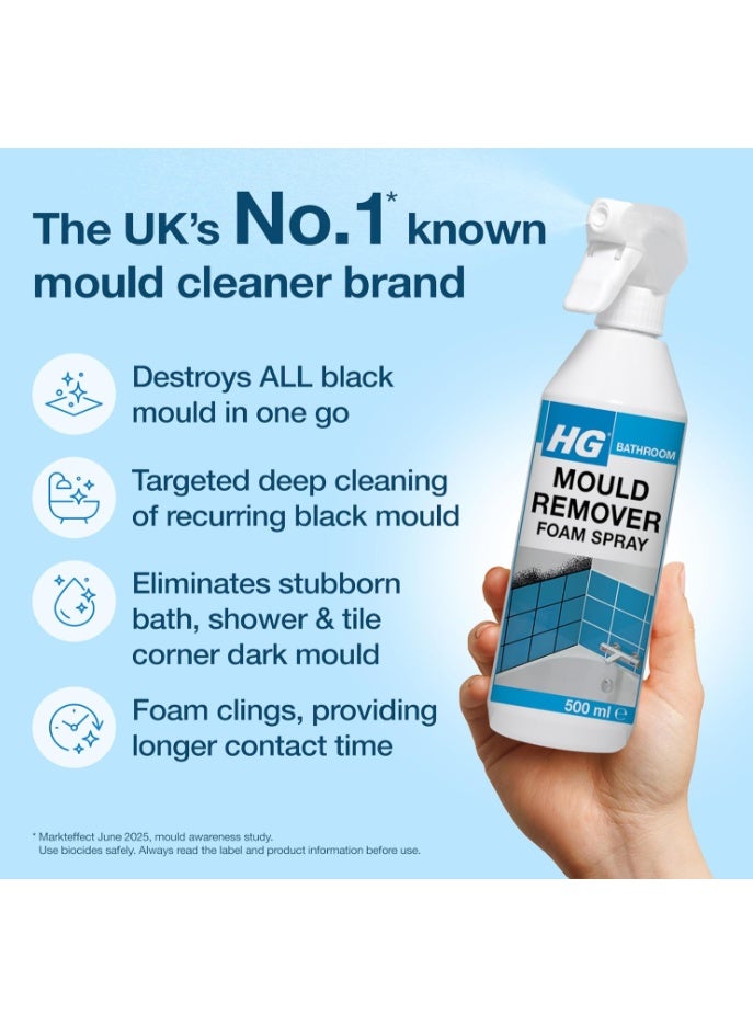 HG Mould Remover Foam Spray for Bathrooms, Tiles, and Grout - 500ml - Image 3