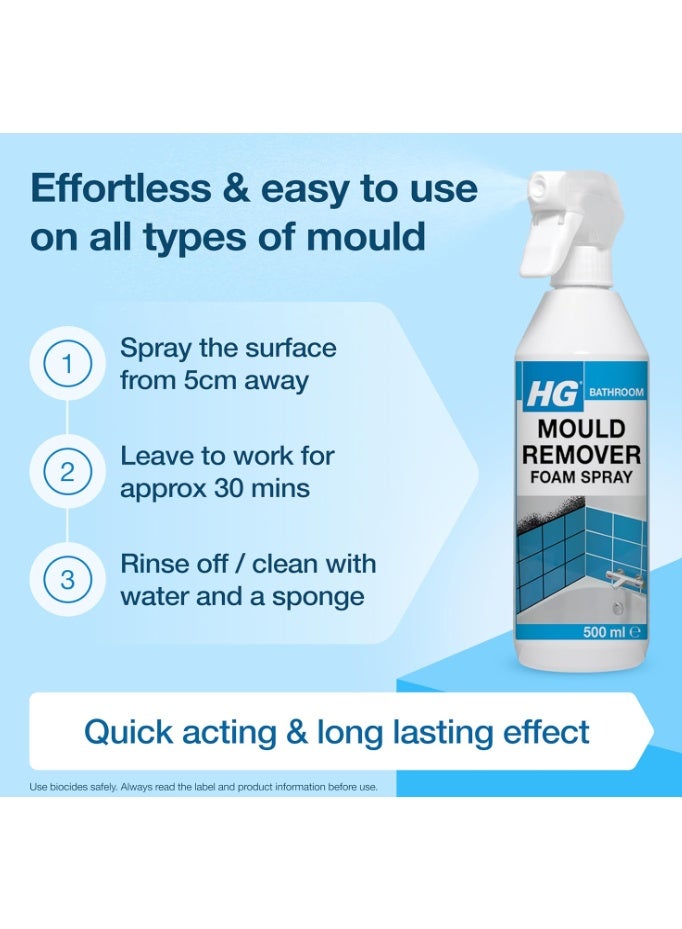 HG Mould Remover Foam Spray for Bathrooms, Tiles, and Grout - 500ml - Image 4
