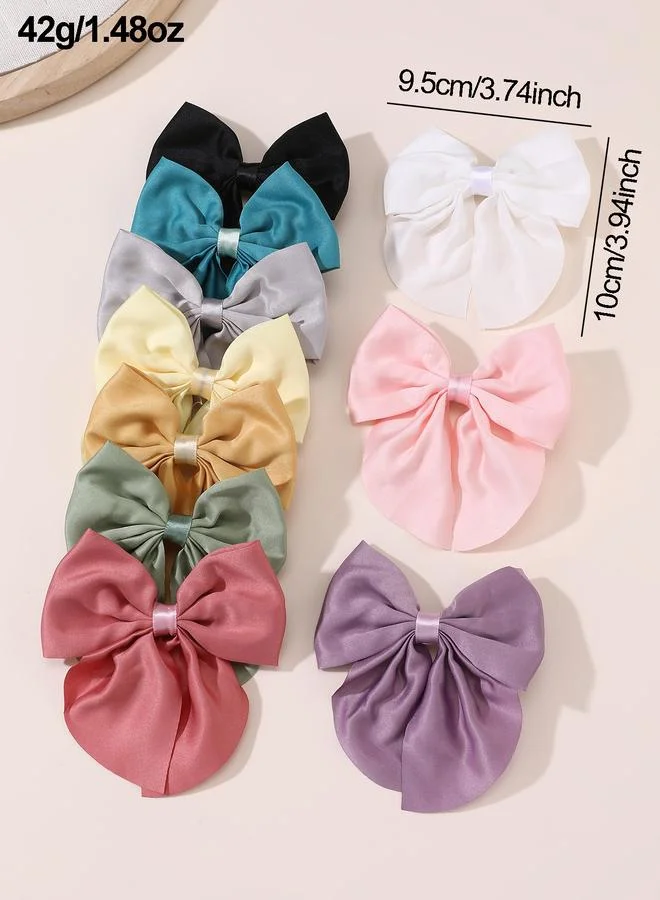 Take Two  Set of 10 - Solid Bow Hair Clips for Women | Best Price UAE