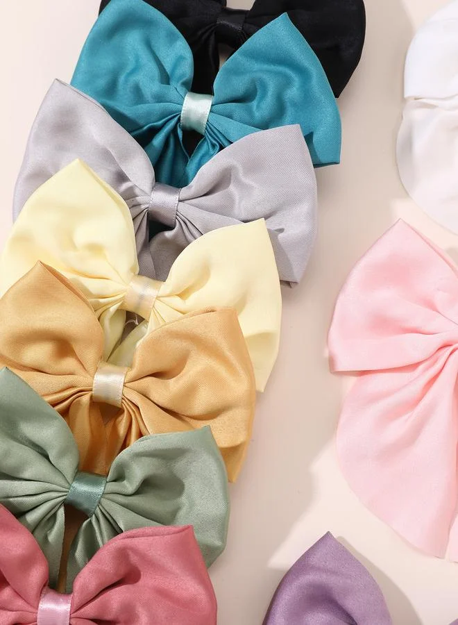 Take Two  Set of 10 - Solid Bow Hair Clips for Women | Best Price UAE