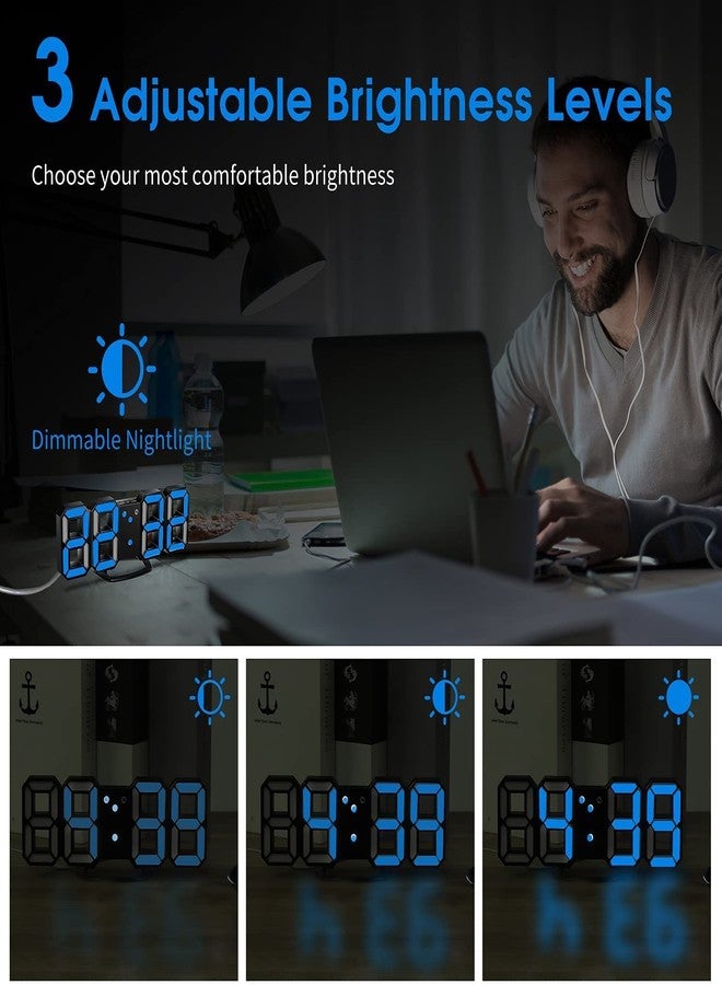 بلو بل ساعة منبه رقمية بإطار أسود وإضاءة خضراء من بلو بيل، تعرض درجة الحرارة، تحكم صوتي ذكي، ساعة ثلاثية الأبعاد مع شحن USB، خاصية الغفوة لمن ينامون نوماً عميقاً، 3 مستويات سطوع (أخضر). - Image 3