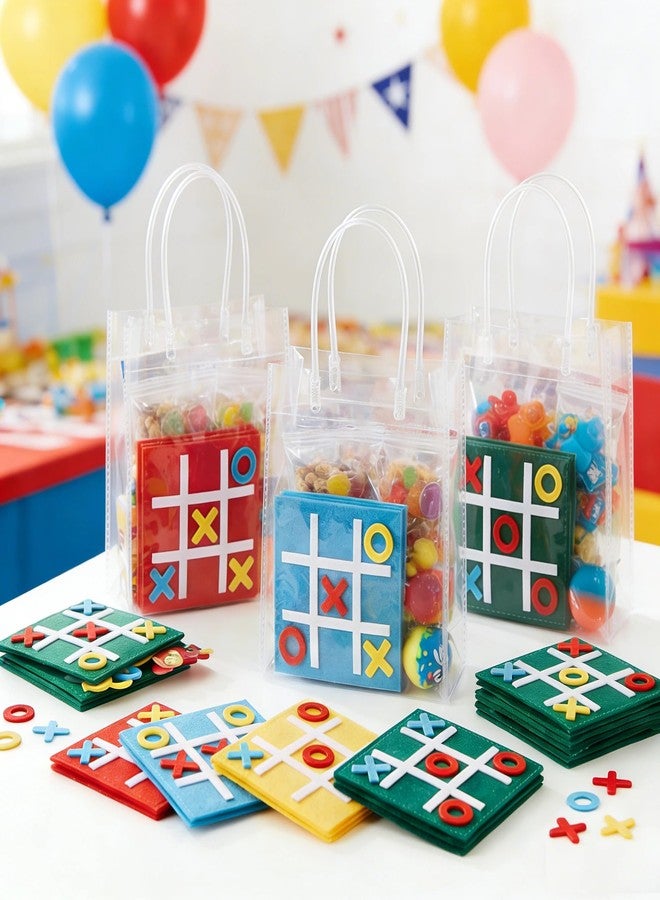 GWHOLE Tic Tac Toe Game Bulk 24 Pack - Portable Felt Board Game for Party Favors and Goodie Bag Stuffers, Mini Strategy Games for Birthday Parties, Gifts, Family Game and Travel, 4 Colors - Image 2