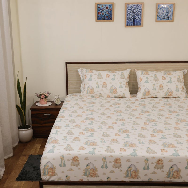 ARLinen Cute Dinosaur Bedding Set – King Size Microfiber Bedsheet with 2 Pillow Covers – Soft & Fun Dino Print for Kids, Teens & Dinosaur Lovers - Image 5