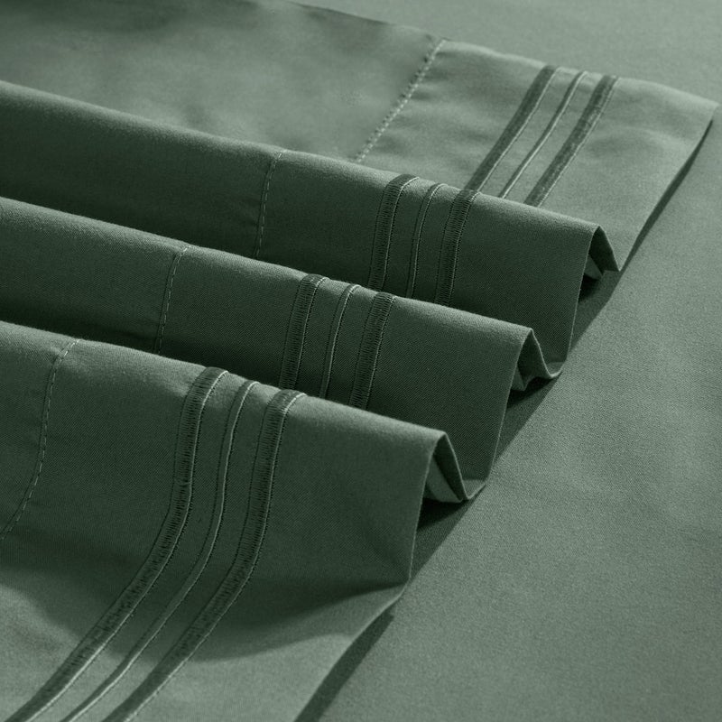 Aormenzy Microfiber Pillow Cases - Queen Size Set of 2-1800 Thread Count Ultra Soft Green Pillowcases - Wrinkle Resistant Pillow Covers with Envelope Closure - 20"" x 30"" - Image 5