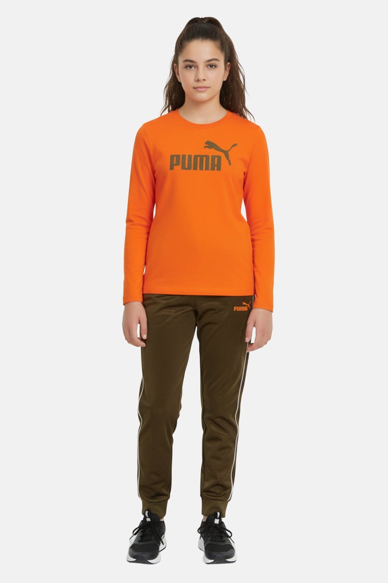 PUMA Kids Girl 3 Pcs Brand Logo T-Shirt And Bottom Outdoor Set, Multicolor - Image 1