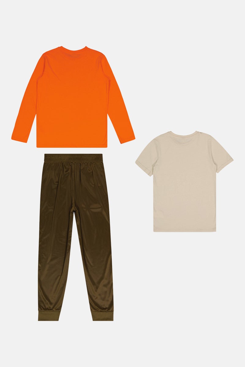 PUMA Kids Girl 3 Pcs Brand Logo T-Shirt And Bottom Outdoor Set, Multicolor - Image 3