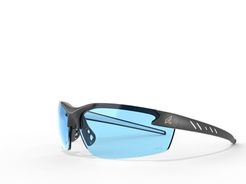 EDGE Zorge G2 Wrap-Around Safety Glasses, Anti-Scratch, Non-Slip, UV 400, Military Grade, ANSI/ISEA & MCEPS Compliant, 5.04" Wide, Black Frame/Light Blue Lens - Image 1