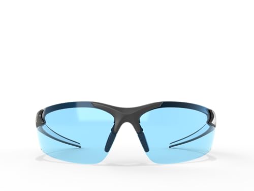EDGE Zorge G2 Wrap-Around Safety Glasses, Anti-Scratch, Non-Slip, UV 400, Military Grade, ANSI/ISEA & MCEPS Compliant, 5.04" Wide, Black Frame/Light Blue Lens - Image 2