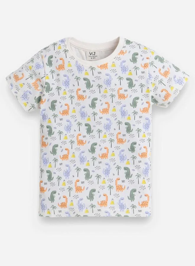 victor and jane All-Over Printed Cotton T-Shirt and Pyjama Set