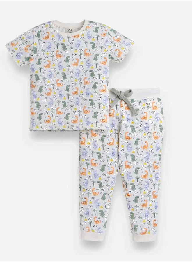 فكتور اند جين All-Over Printed Cotton T-Shirt and Pyjama Set