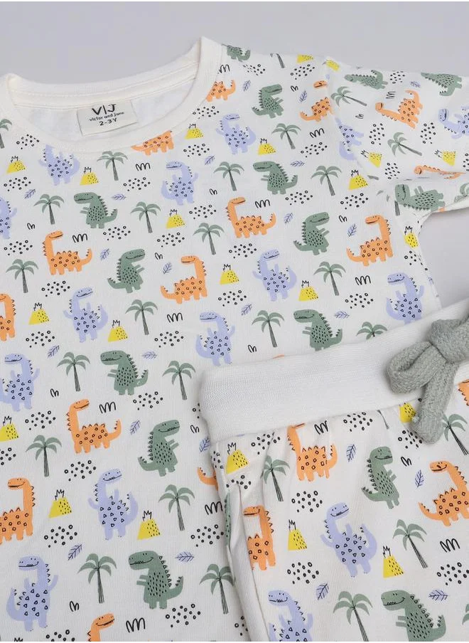 فكتور اند جين All-Over Printed Cotton T-Shirt and Pyjama Set