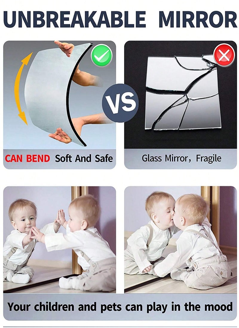 MileMelo 4-Piece Acrylic Stick on Mirror Flexible Self Adhesive Mirror High Clear Frameless Mirror Stickers Wall Mirrors for Bedrooms Bathroom  - Image 5