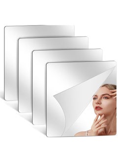 MileMelo 4-Piece Acrylic Stick on Mirror Flexible Self Adhesive Mirror High Clear Frameless Mirror Stickers Wall Mirrors for Bedrooms Bathroom  - Image 1