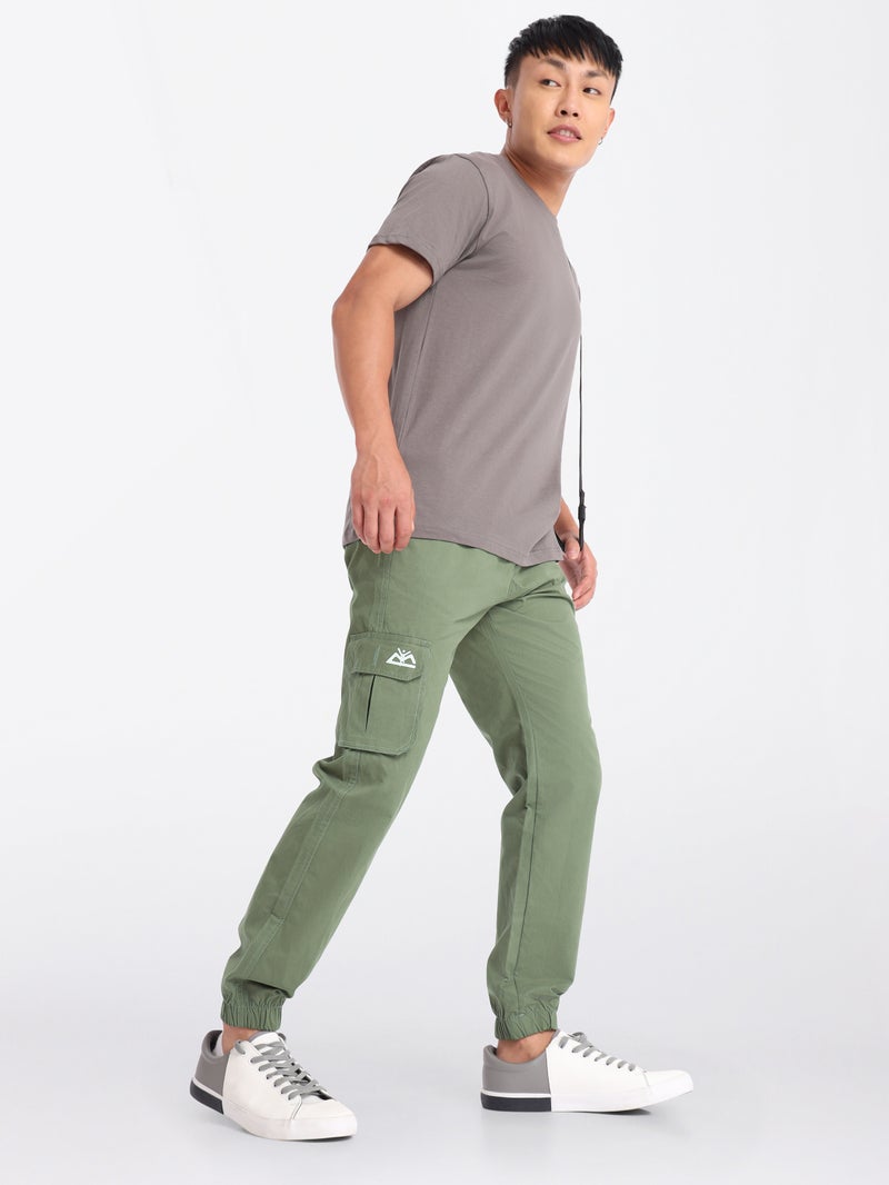 Beyoung Sage Green Cotton Cargo Joggers - Image 5