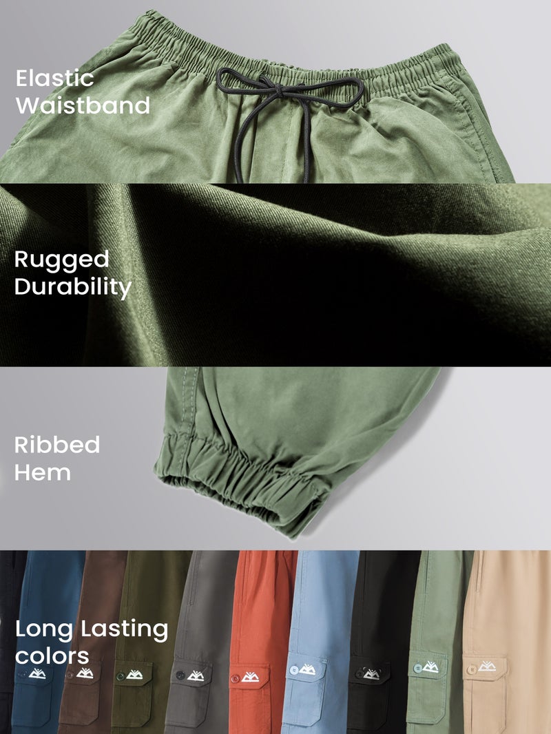 Beyoung Sage Green Cotton Cargo Joggers - Image 4