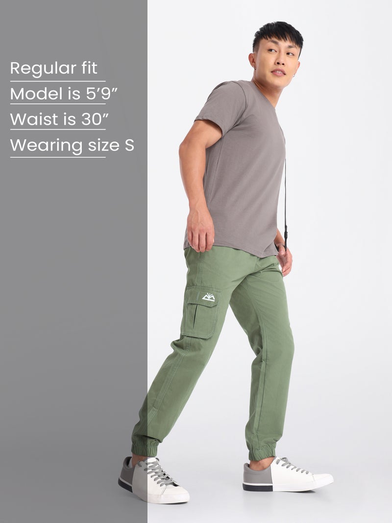 Beyoung Sage Green Cotton Cargo Joggers - Image 3