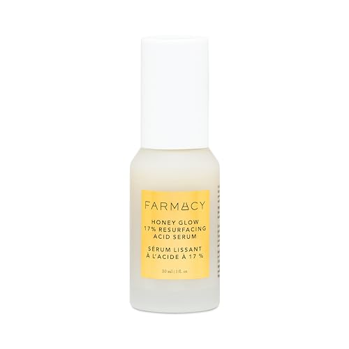 Farmacy Face Exfoliator Serum - Honey Glow 17% AHA + BHA Liquid Exfoliant and Salicylic Acid Serum - Resurfacing Serum for Reduced Pore Visibility + Texture - Hydrates Skin for an Overall Glow (30ml)