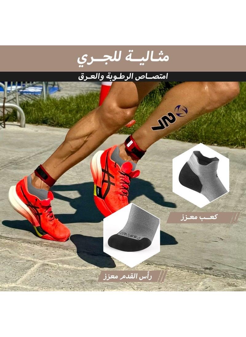 هيهو - جوارب كاحل 🌿بامبو🌿 للجنسين - رمادي داكن بكعب أسود أنيق - كبير/كبير جدًا - L/XL - L/XL - Image 1