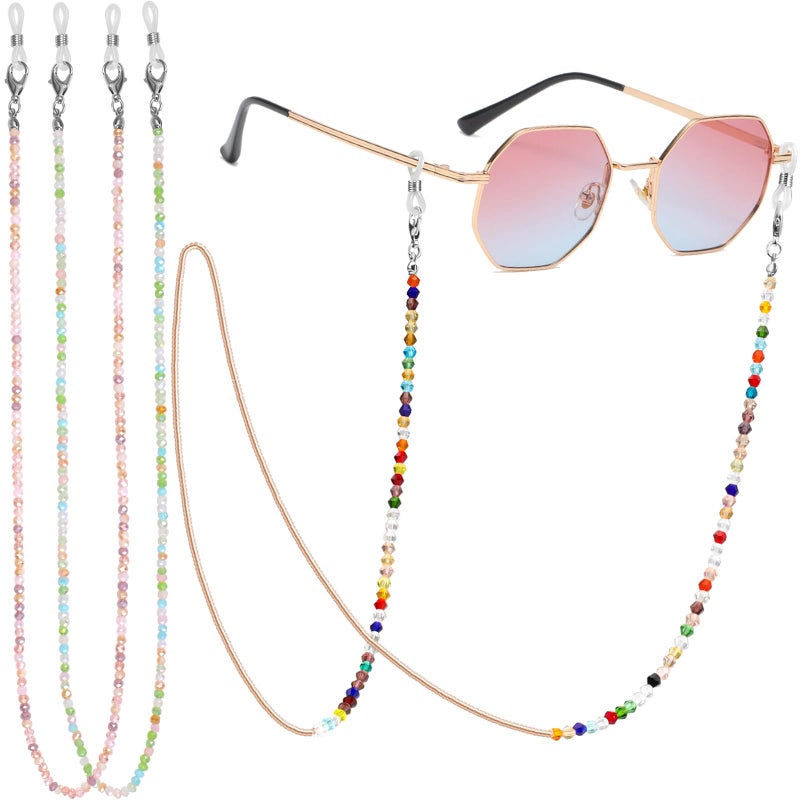 Fintie FINTIE 3 Pcs Eyeglasses Chains, Sunglasses Strap Holder Crystal Beaded Eyeglasses Chains for Women, Colorful  - Image 1