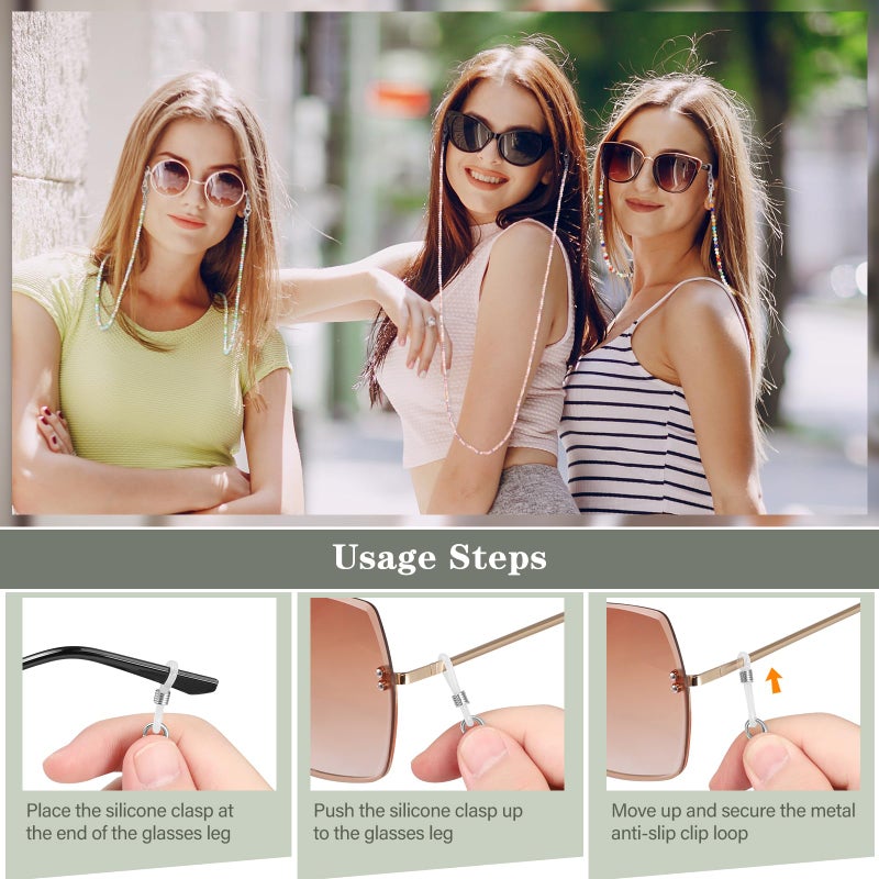Fintie FINTIE 3 Pcs Eyeglasses Chains, Sunglasses Strap Holder Crystal Beaded Eyeglasses Chains for Women, Colorful  - Image 2