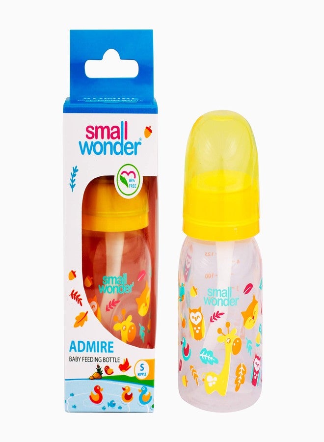 Small Wonder Baby Feeding Bottle Slim Neck Admire 125 ml Pack of 2, Animal Print, with Anti Colic Nipple with Feeding Spoon, New Born/Infants/Toddler Upto 3 Years, BPA Free, Yellow Colour - Image 3