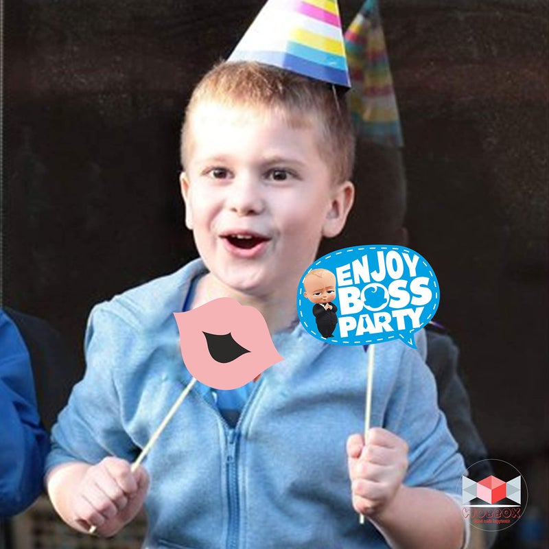 WOBBOX ووبوكس عيد ميلاد سعيد بموضوع بيبي بوس لزينة حفلات التصوير باللون الأزرق، عناصر زينة حفلات عيد الميلاد، عنصر زينة الحفلات (16 قطعة) - Image 5