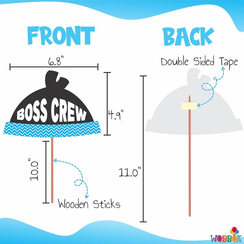 WOBBOX ووبوكس عيد ميلاد سعيد بموضوع بيبي بوس لزينة حفلات التصوير باللون الأزرق، عناصر زينة حفلات عيد الميلاد، عنصر زينة الحفلات (16 قطعة) - Image 3