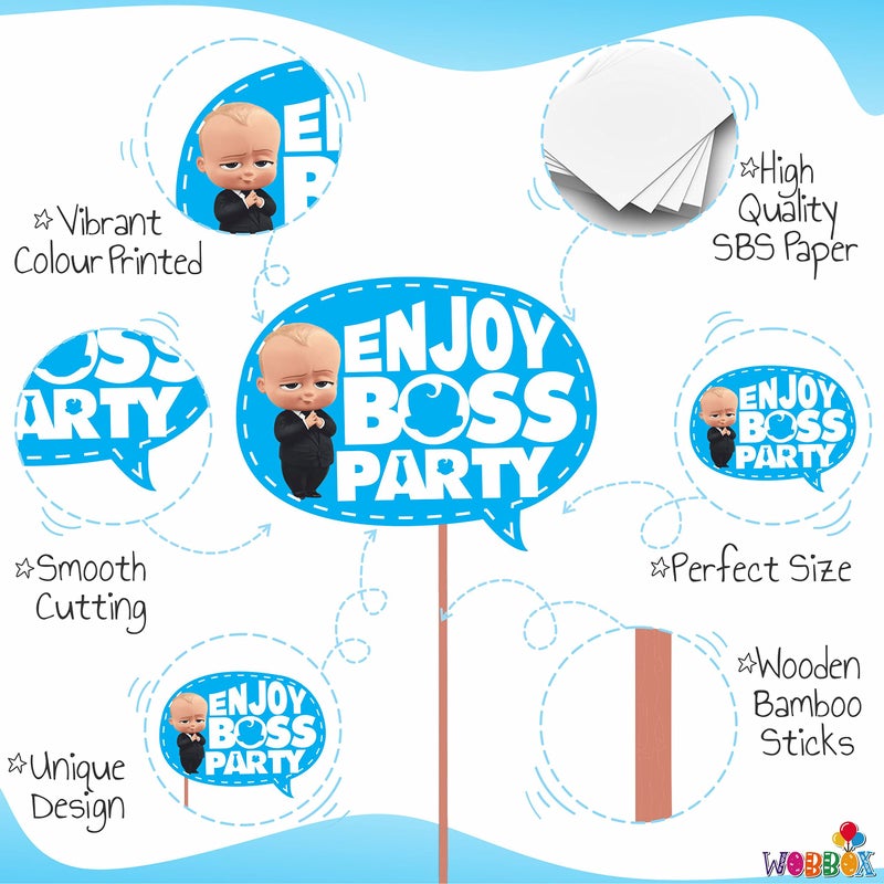 WOBBOX ووبوكس عيد ميلاد سعيد بموضوع بيبي بوس لزينة حفلات التصوير باللون الأزرق، عناصر زينة حفلات عيد الميلاد، عنصر زينة الحفلات (16 قطعة) - Image 4