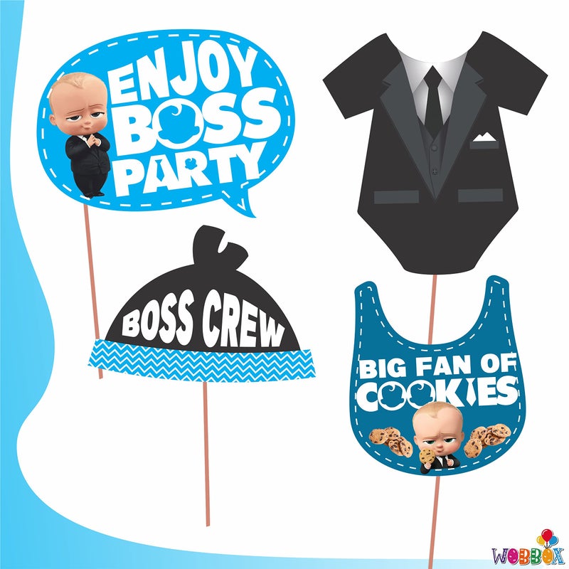 WOBBOX ووبوكس عيد ميلاد سعيد بموضوع بيبي بوس لزينة حفلات التصوير باللون الأزرق، عناصر زينة حفلات عيد الميلاد، عنصر زينة الحفلات (16 قطعة) - Image 2