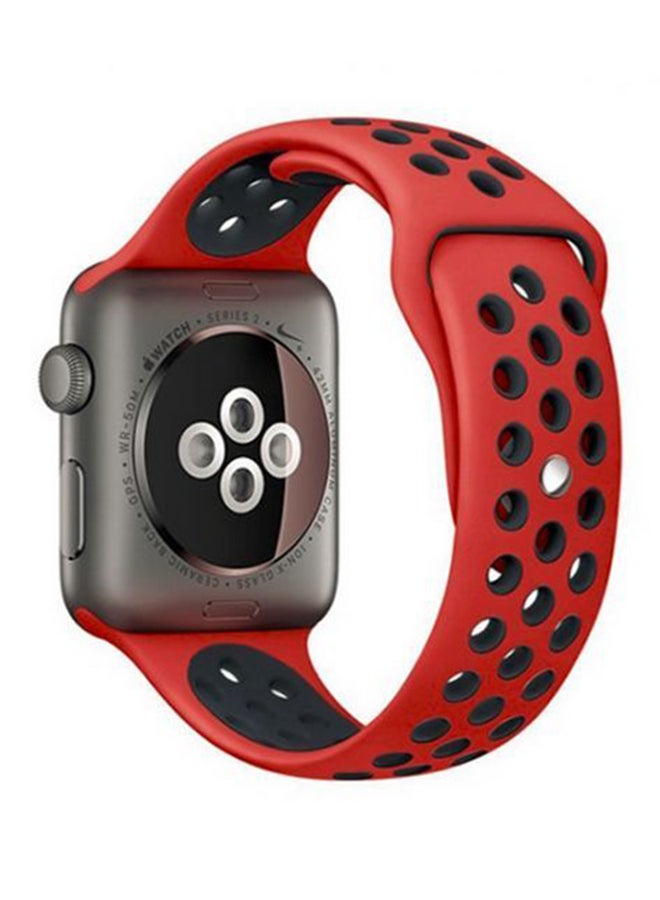 Silicone Replacement Band For Apple Watch 42mm Red/Black - Image 2