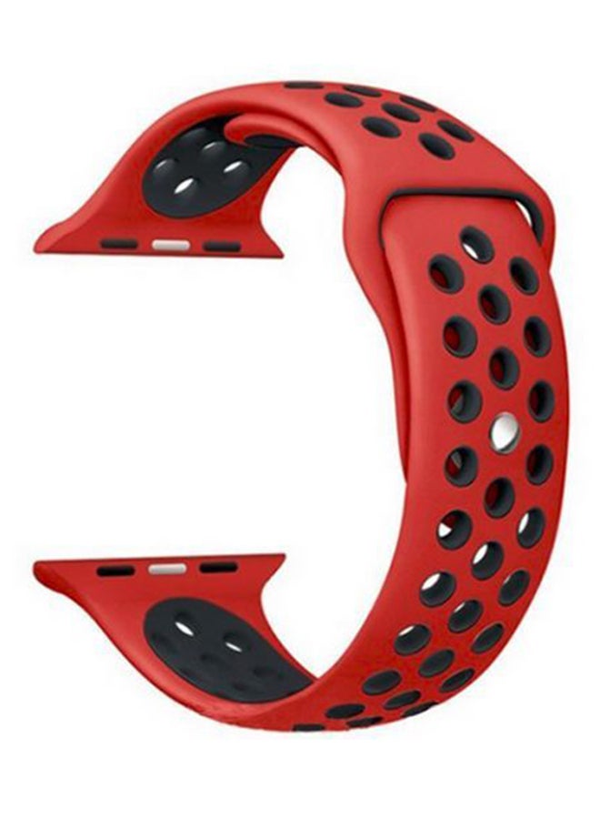 Silicone Replacement Band For Apple Watch 42mm Red/Black - Image 1