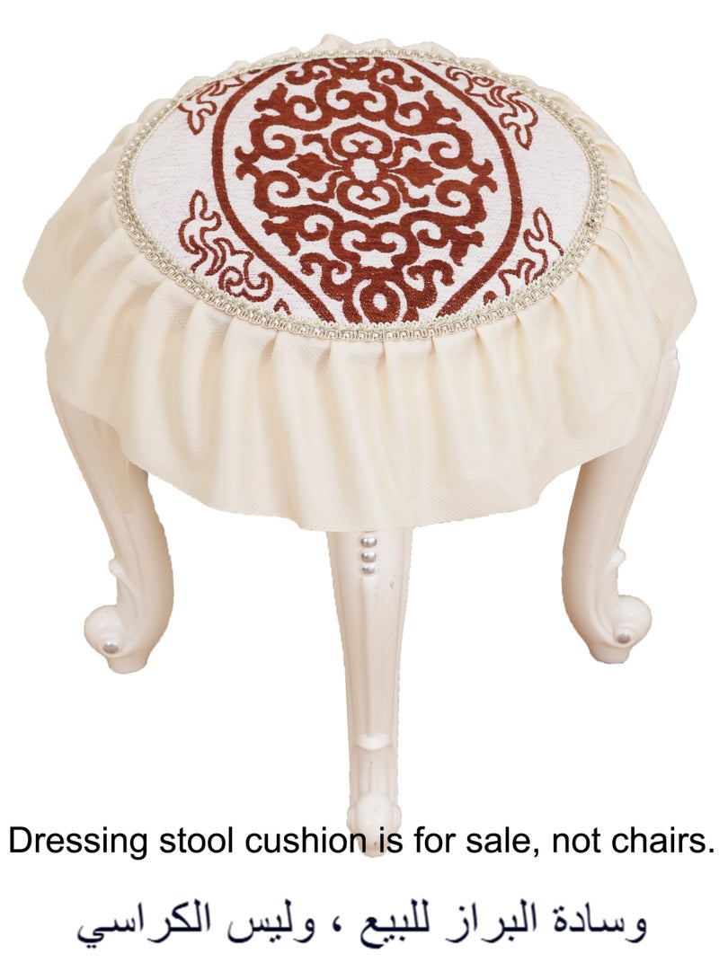 Round Dining Chair Pad Seat Cushion for Dressing Stool Kitchen Chair Non-Slip Washable Chenille Stool Pads for Bedroom Living Room Office, Diameter 35 cm - Image 1