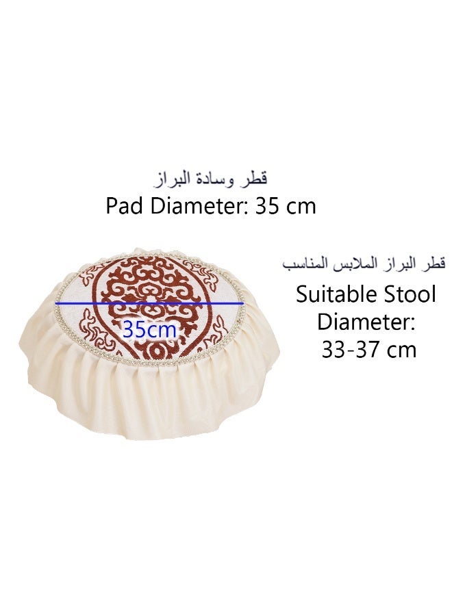 Round Dining Chair Pad Seat Cushion for Dressing Stool Kitchen Chair Non-Slip Washable Chenille Stool Pads for Bedroom Living Room Office, Diameter 35 cm - Image 4