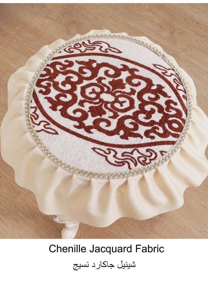 Round Dining Chair Pad Seat Cushion for Dressing Stool Kitchen Chair Non-Slip Washable Chenille Stool Pads for Bedroom Living Room Office, Diameter 35 cm - Image 5