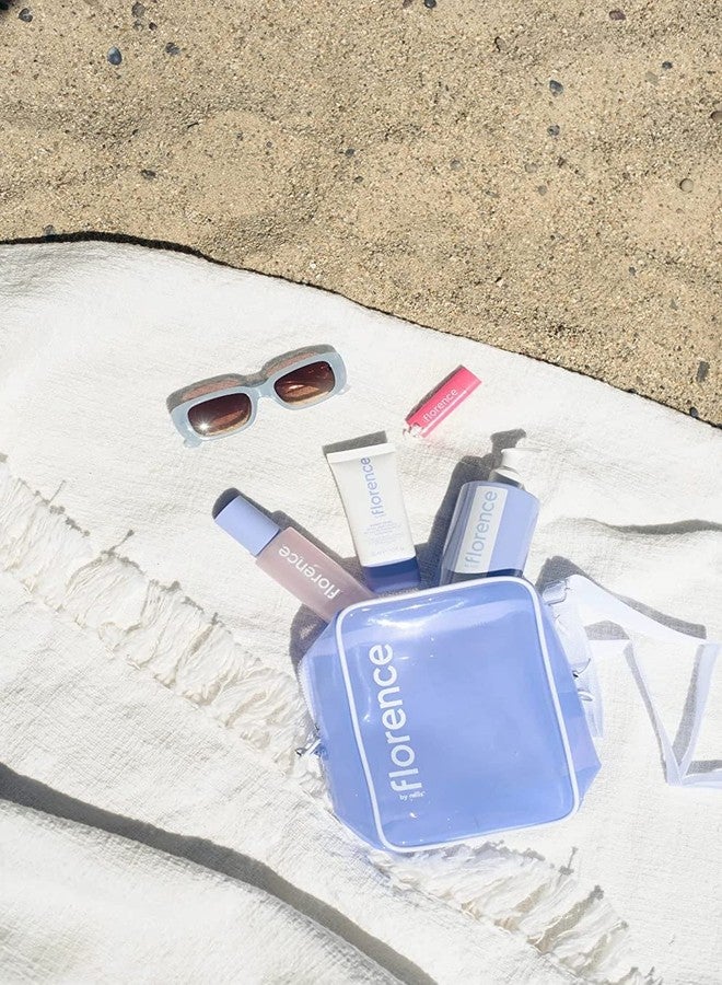 florence by mills Convertible Crossbody Cosmetic Bag, Clear Puple,Removable Adjustable Strap - Image 2