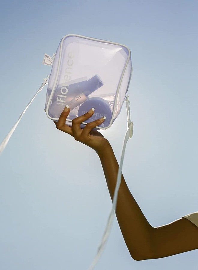 florence by mills Convertible Crossbody Cosmetic Bag, Clear Puple,Removable Adjustable Strap - Image 4