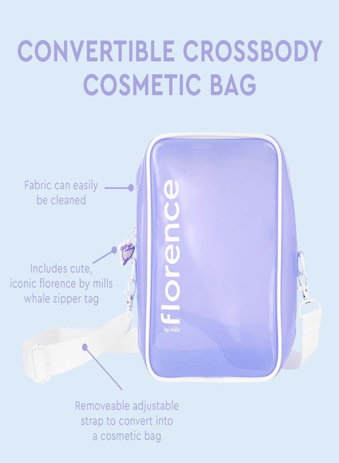 florence by mills Convertible Crossbody Cosmetic Bag, Clear Puple,Removable Adjustable Strap - Image 5
