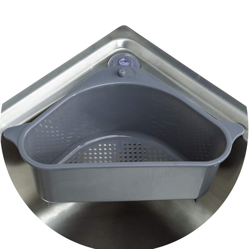 Sevia Kitchen Sink Basket Triangular Multifunctional Drain Shelf Sink Storage Rack Kitchen Sucker Storage Holder Bathroom Support Corner Hanging Shelf Soap Box Organizer with Suction Cup - Image 1