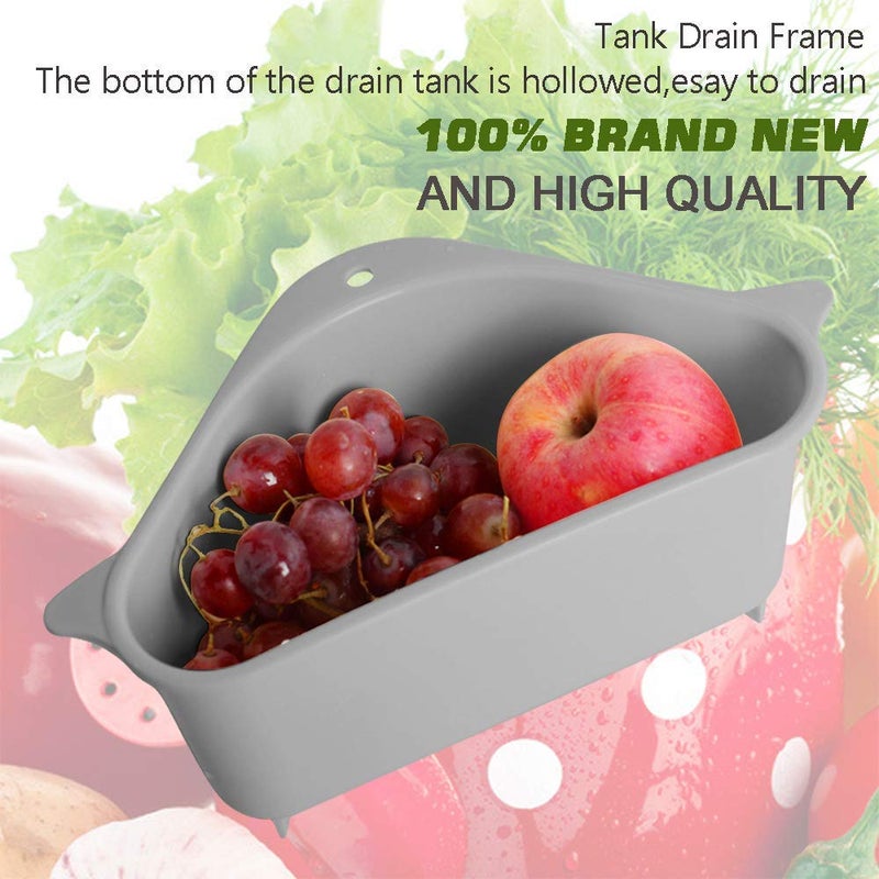 Sevia Kitchen Sink Basket Triangular Multifunctional Drain Shelf Sink Storage Rack Kitchen Sucker Storage Holder Bathroom Support Corner Hanging Shelf Soap Box Organizer with Suction Cup - Image 5