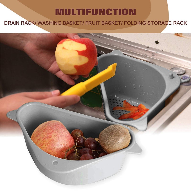 Sevia Kitchen Sink Basket Triangular Multifunctional Drain Shelf Sink Storage Rack Kitchen Sucker Storage Holder Bathroom Support Corner Hanging Shelf Soap Box Organizer with Suction Cup - Image 4