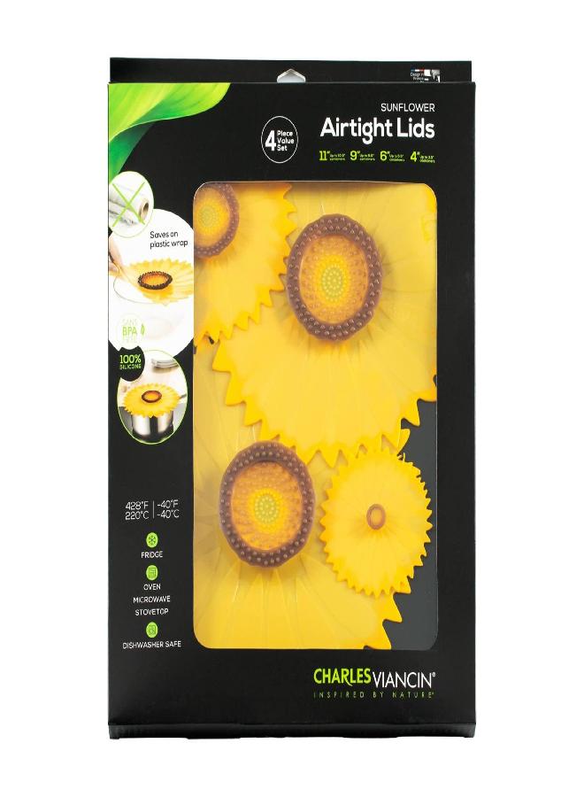 Charles Viancin Charles Viancin - Sunflower Lid Gift-Box - Set of 4 Silicone Lids for Food Storage and Cooking - 11''/28cm + 9''/23cm + 6''/15cm + 4''/10cm - Airtight Seal on Any Smooth Rim Surface  - Image 1