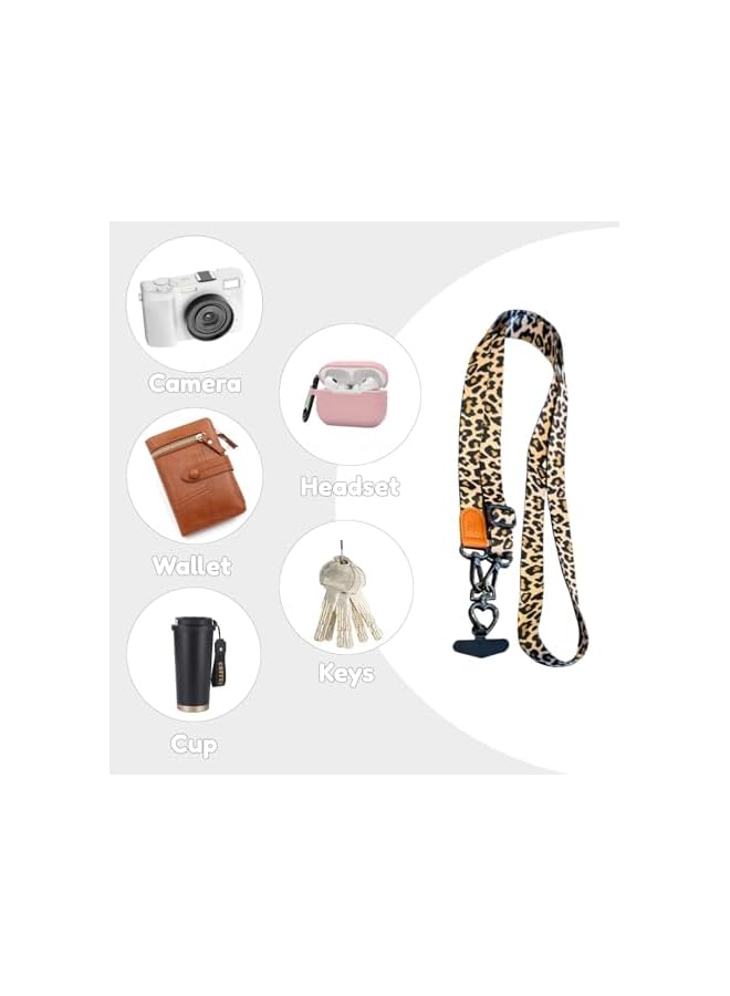 Green Tiger Leopard Print Phone Lanyard Crossbody, Adjustable Anti-Theft Lanyard with Phone Tether Tabs, Universal Cell Phone Strap for Women - Image 4