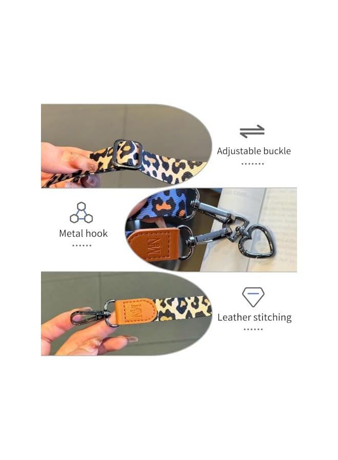 Green Tiger Leopard Print Phone Lanyard Crossbody, Adjustable Anti-Theft Lanyard with Phone Tether Tabs, Universal Cell Phone Strap for Women - Image 2