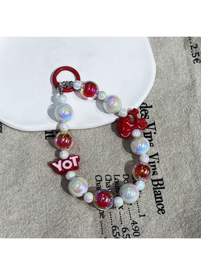 NIBEMINENT Phone Charm/ Chain Strap for Women Girls, High-transparency Candy Color Rabbit Cuteness Cell Phone Case Lanyard Wrist Strap