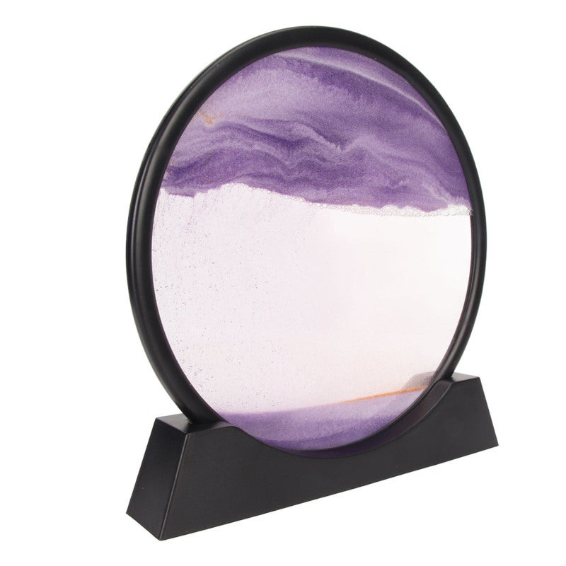 Moving Sand Art Picture: Purple 3D Deep Sea Sandscape - Premium Transparent Glass Relaxing Sand Flow for Home Office, Living Room Display, Mindfulness Practice & Gifting - Image 3
